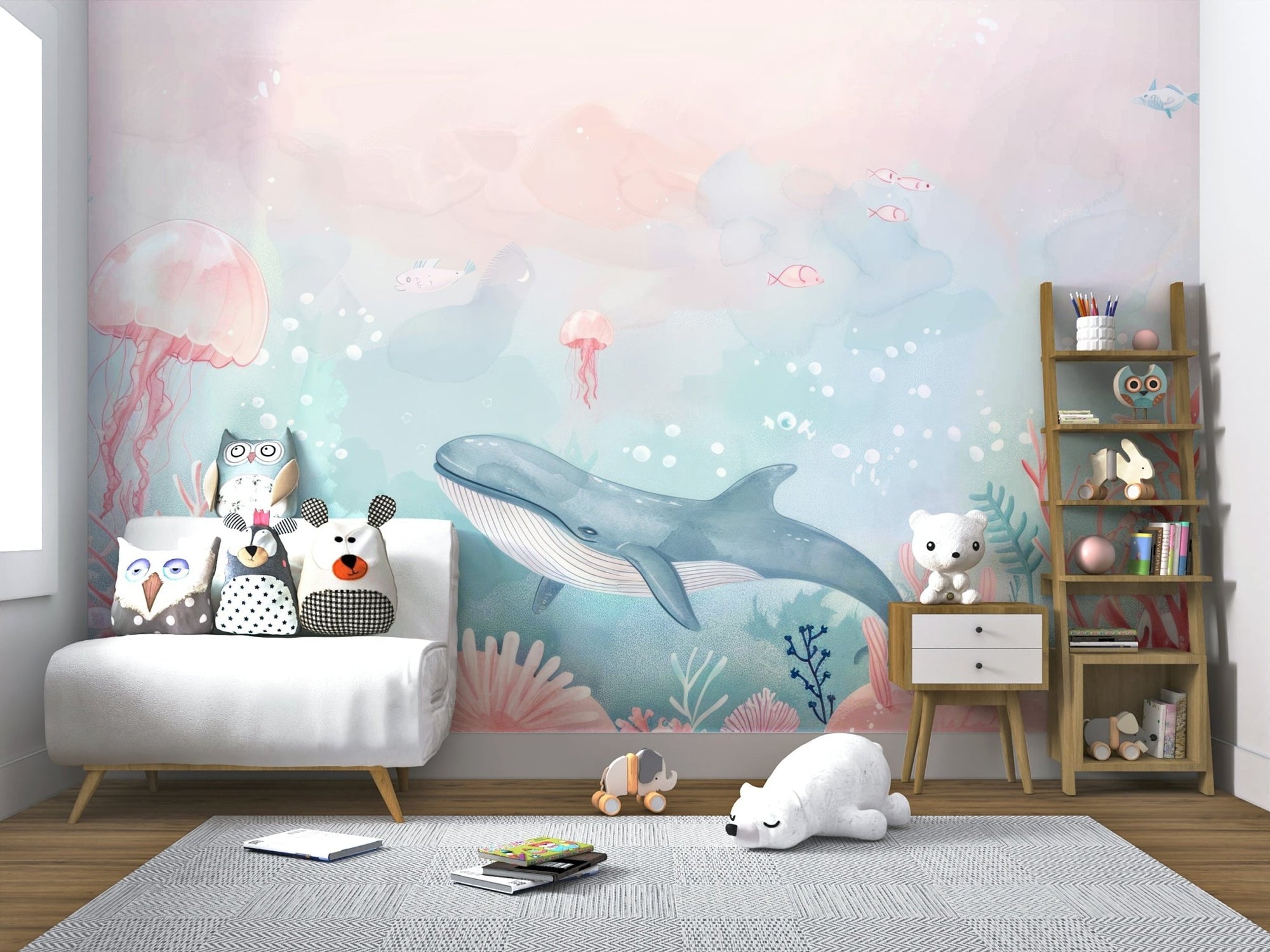 Oceanic Whispers Wall Mural with deep blue sea waves wallpaper