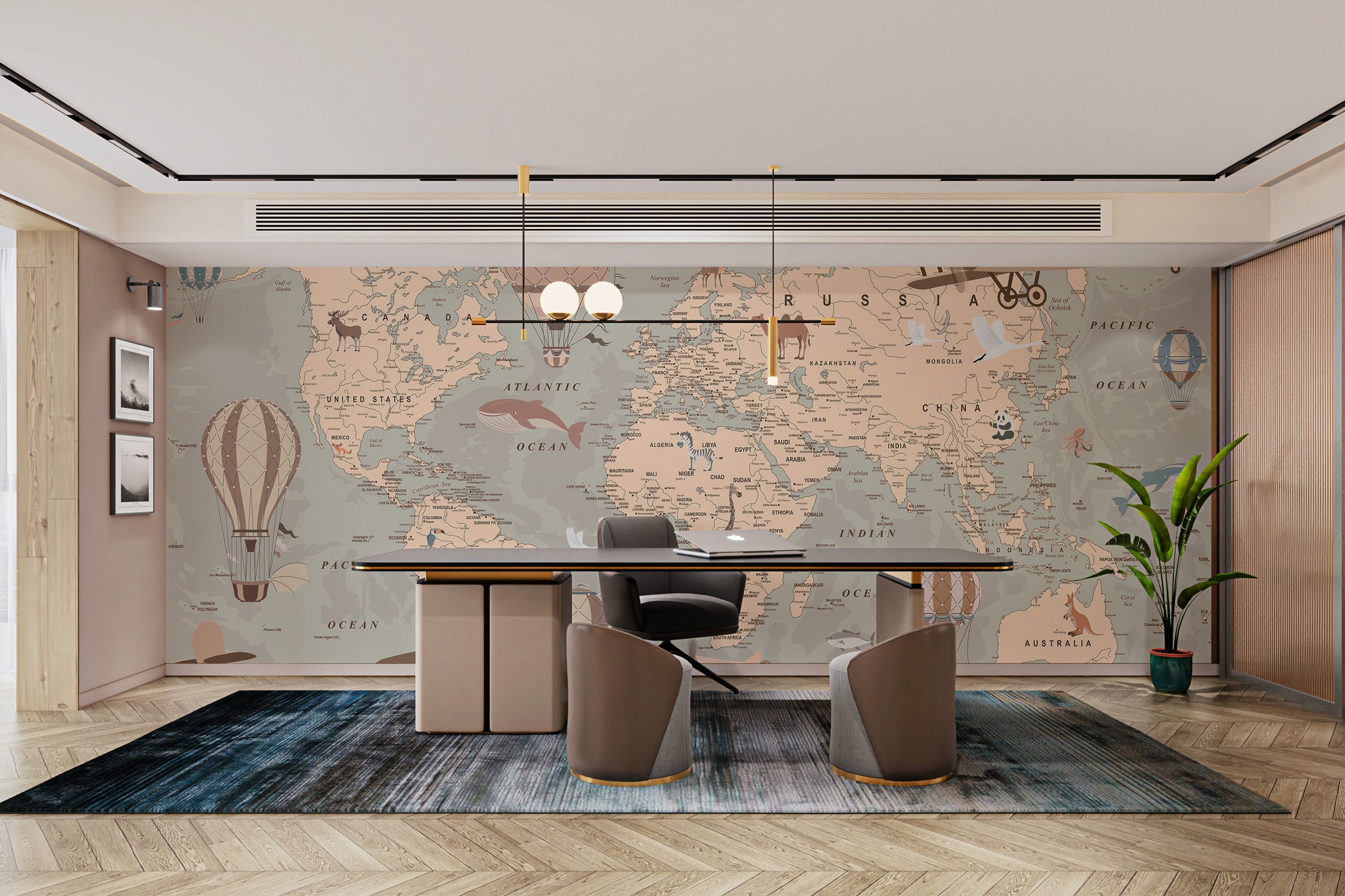 Old world map peel-off mural for elegant home decor