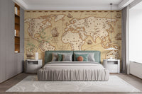 Historic world map wallpaper for a retro look
