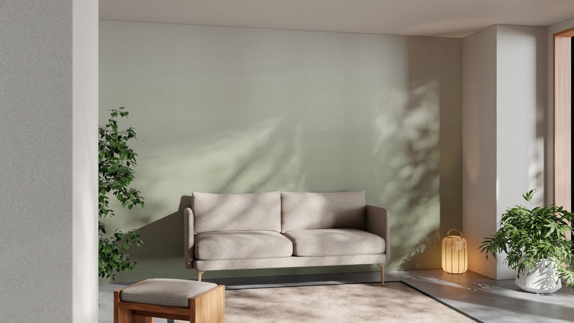 Soft olive haze wall mural with clean ombre flow and modern aesthetic.