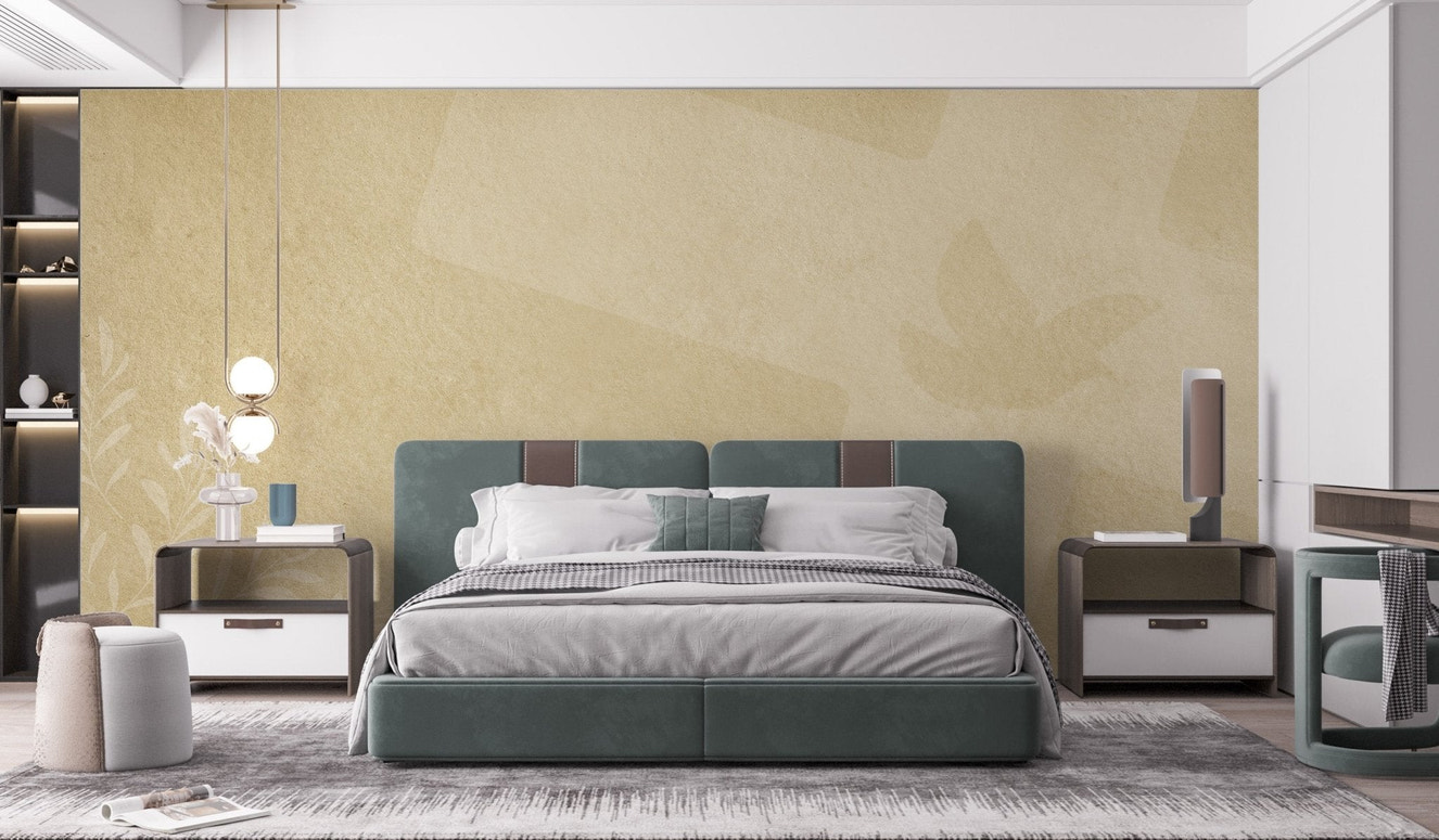 Olive peace dove wall mural with beige textured background.