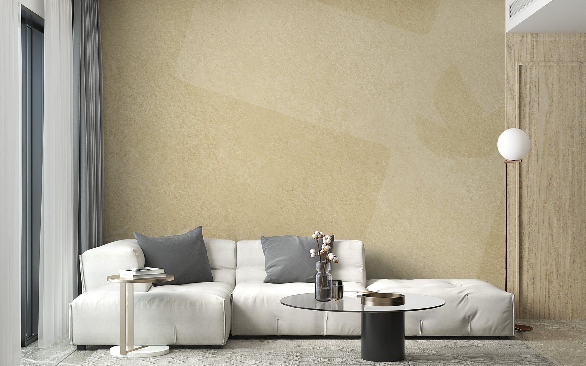 Olive peace dove wallpaper mural with subtle cross design.