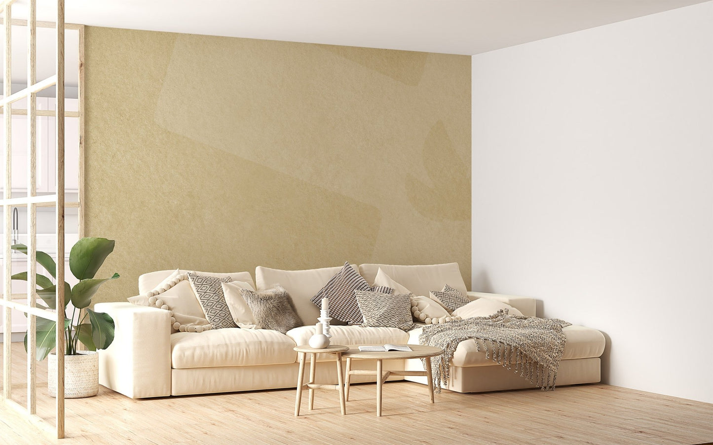 Neutral tone olive peace dove wall mural with soft shading.
