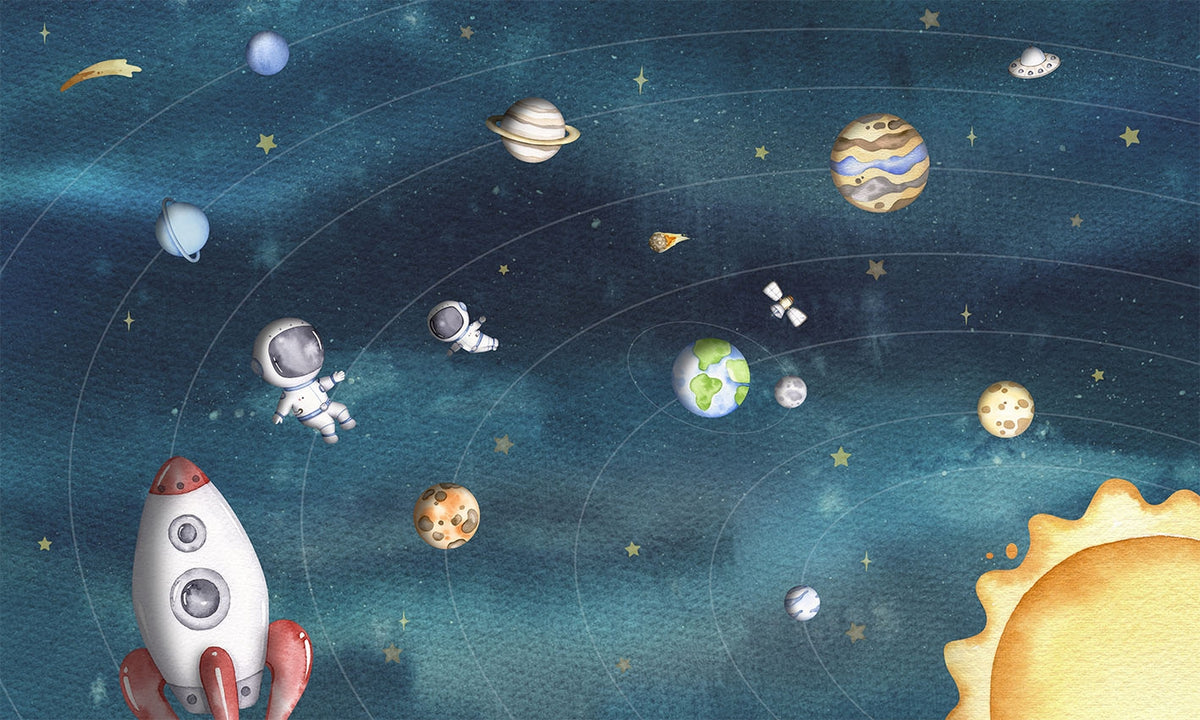 Space Joy Dark Wall Mural in your room