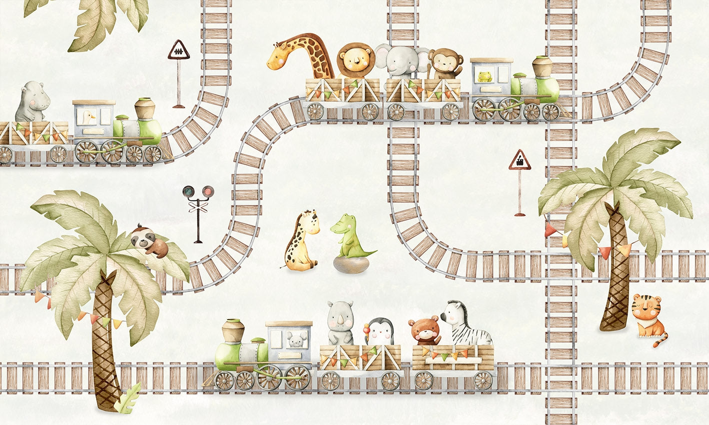Train Travels Wallpaper Mural