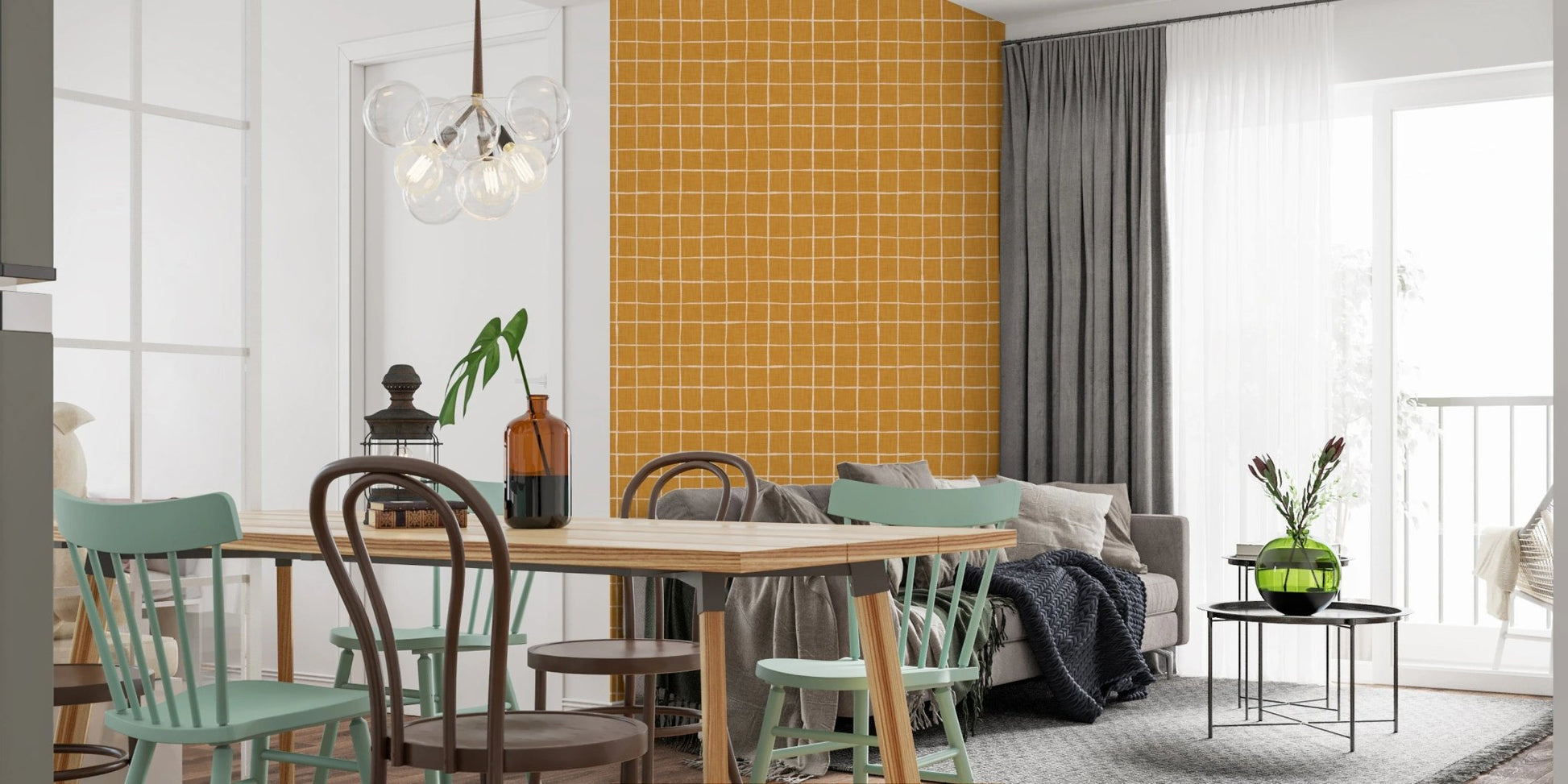 Modern orange lattice texture for wall murals