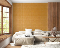 Soft woven grid look in orange wall murals