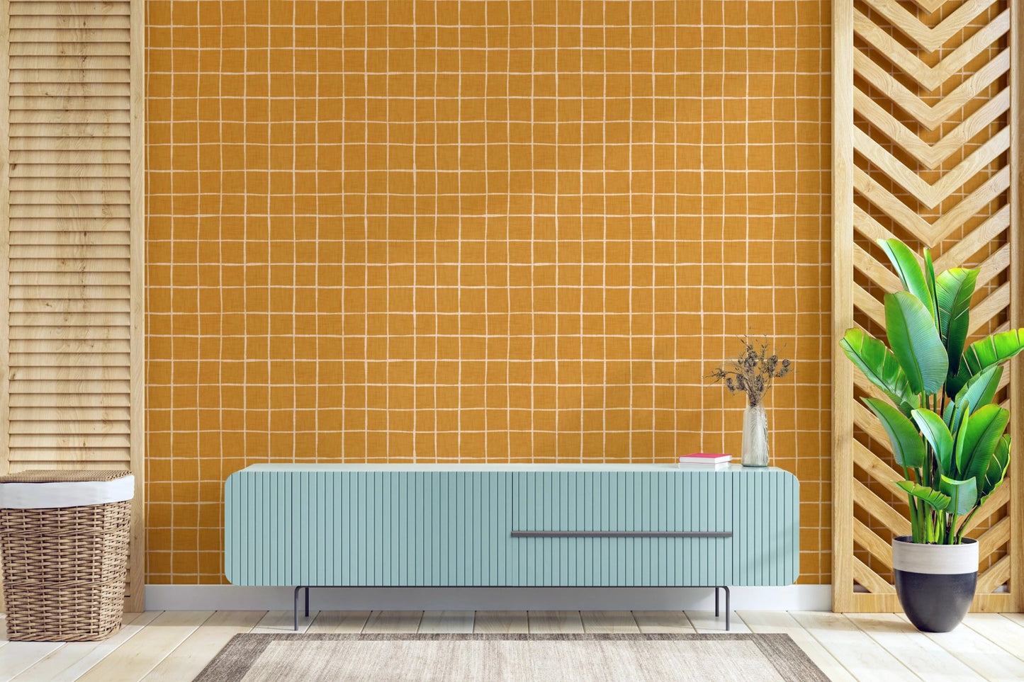 Artistic grid brush pattern in wallpaper murals