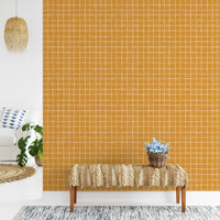 Minimal orange crosshatch for designer wallpaper murals