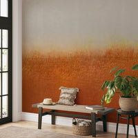 Orange Abstract Wall Mural in a rustic style for entryway area.