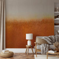 Abstract wall mural with earthy rust color and off-white background
