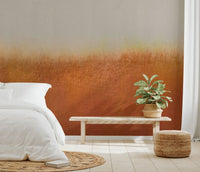 Burnt orange wall mural with a matte finish look for bright bedroom.