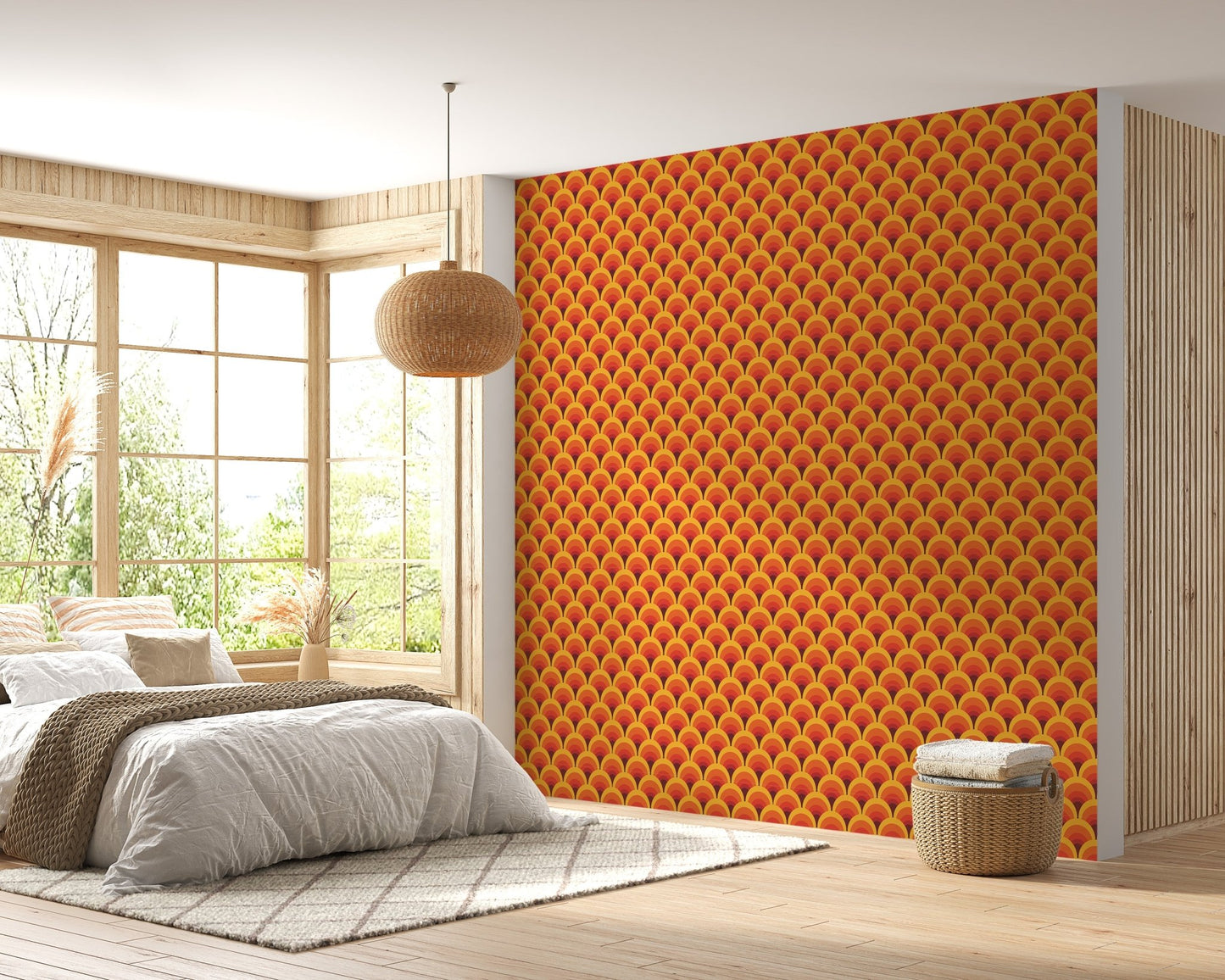 Orange Geometric Vintage Seamless Pattern Wallpaper