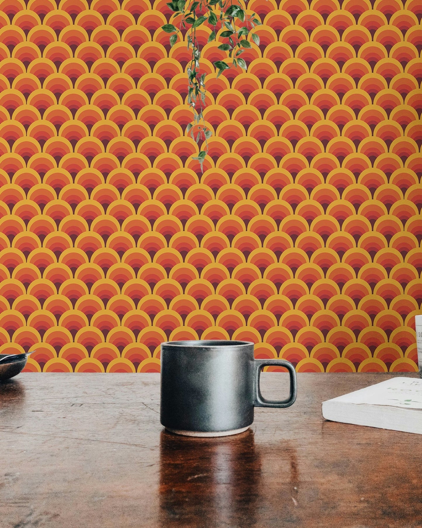 Orange Geometric Vintage Seamless Pattern Wallpaper