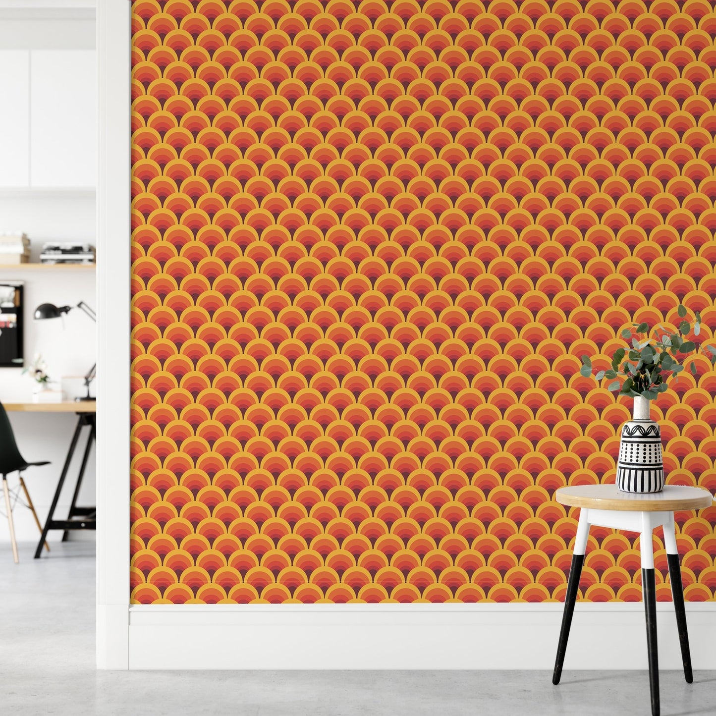Orange Geometric Vintage Seamless Pattern Wallpaper