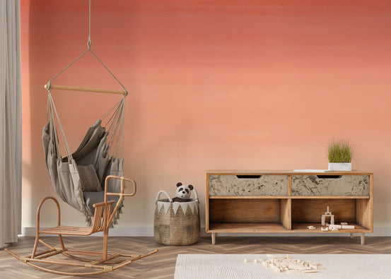 Orange ombre wall mural with smooth gradient color wall decor.