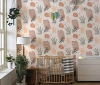 Serene organic watercolor wallpaper for sophisticated nursery wall decor.