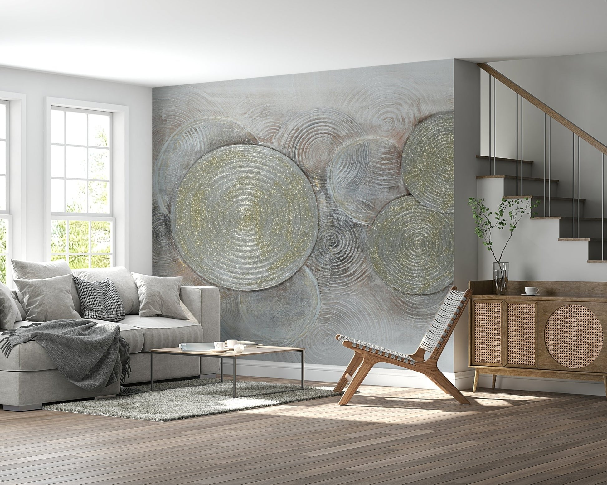 Overlapping Metallic Rings Wall Mural - Wallanza