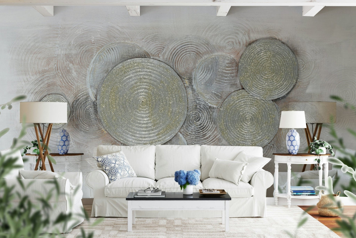Overlapping Metallic Rings Wall Mural - Wallanza