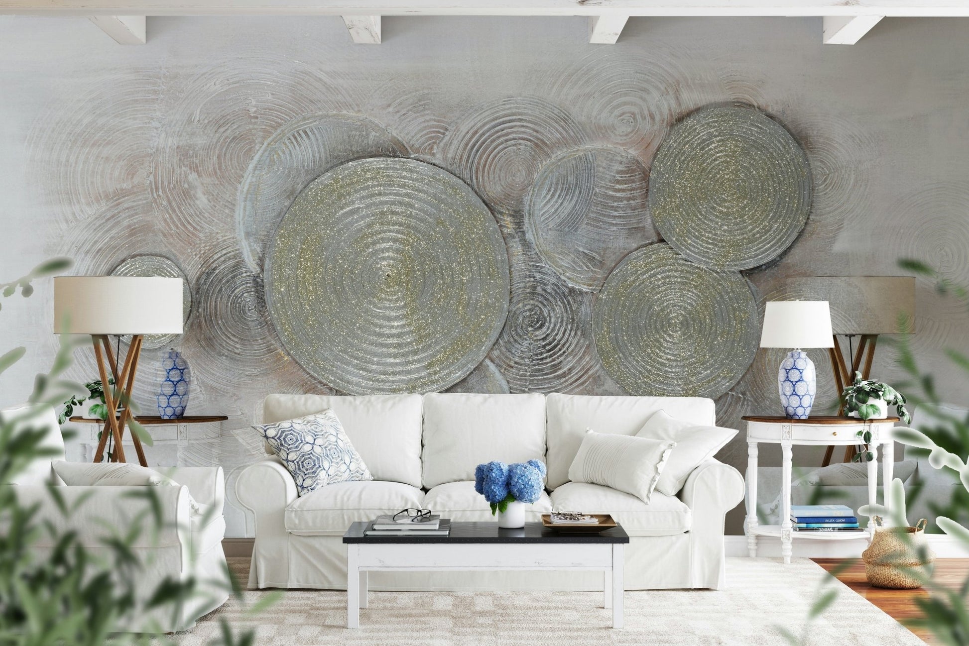 Overlapping Metallic Rings Wall Mural - Wallanza