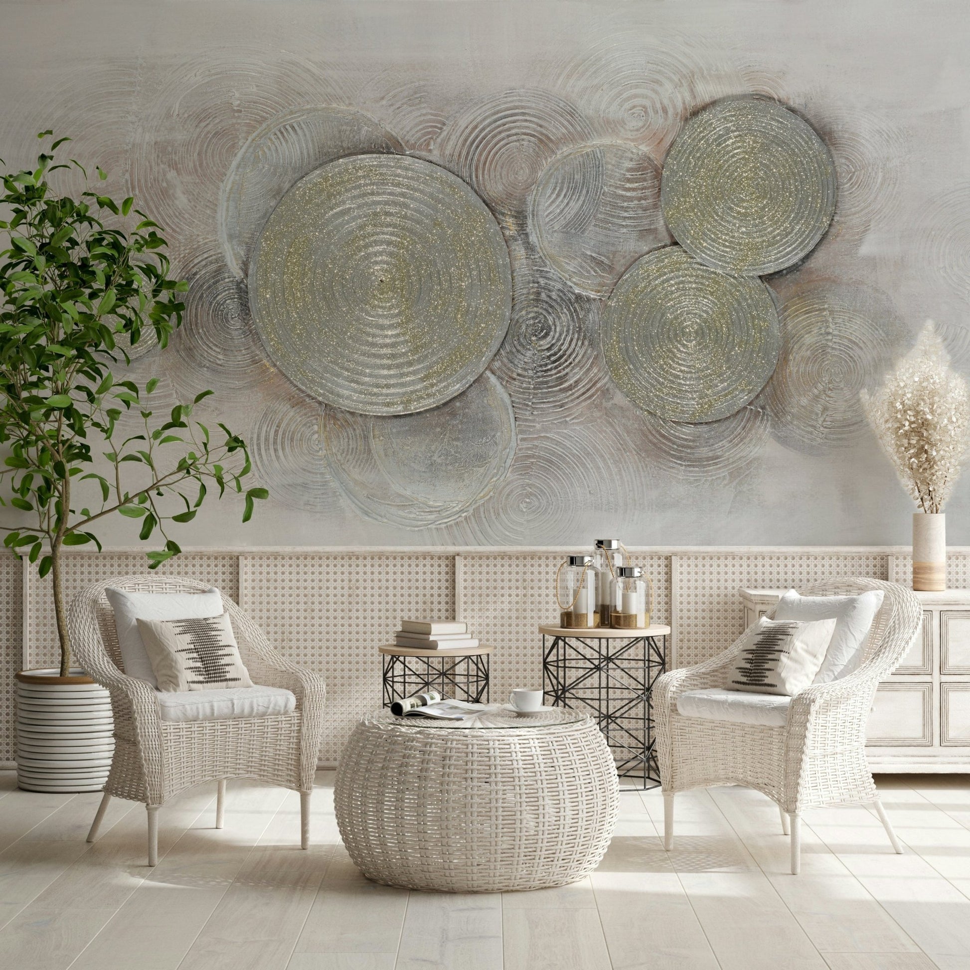 Overlapping Metallic Rings Wall Mural - Wallanza