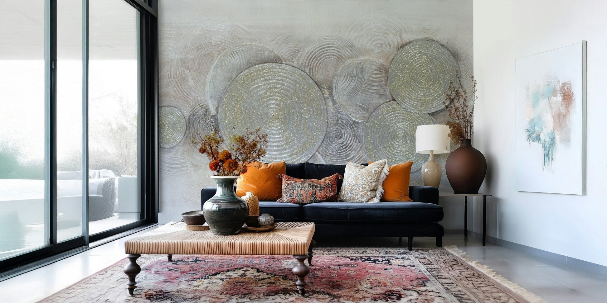 Overlapping Metallic Rings Wall Mural - Wallanza