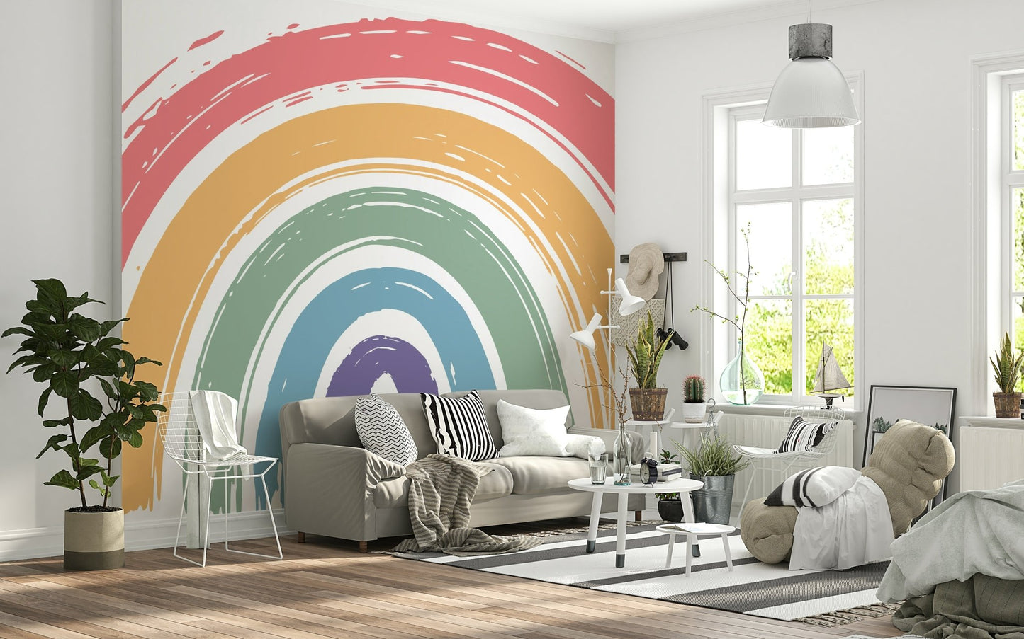 Painted Rainbow Arch Wall Mural - Wallanza