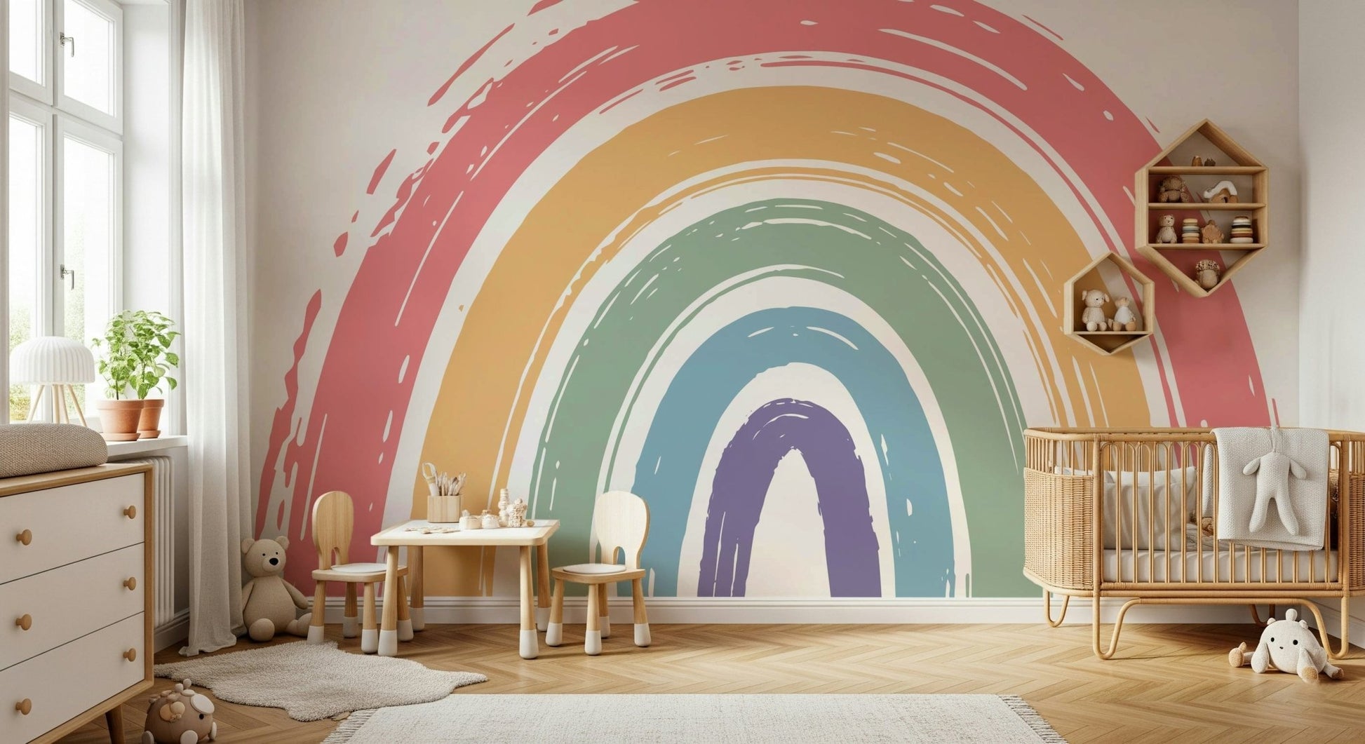Painted Rainbow Arch Wall Mural - Wallanza