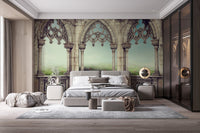 Elegant palace courtyard mural for serene interior decor.
