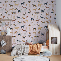 Pale Pink Dogs Breed Pattern Wallpaper - Wallanza