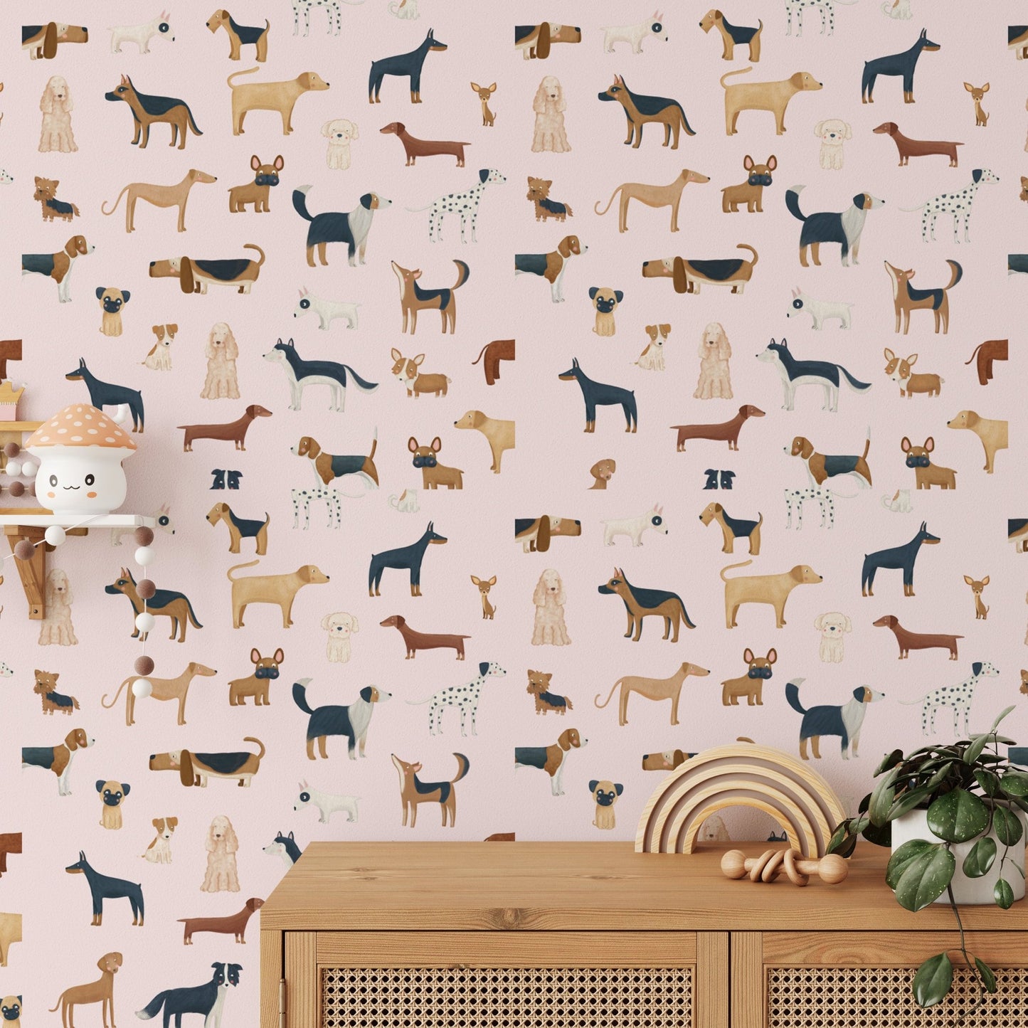 Pale Pink Dogs Breed Pattern Wallpaper - Wallanza
