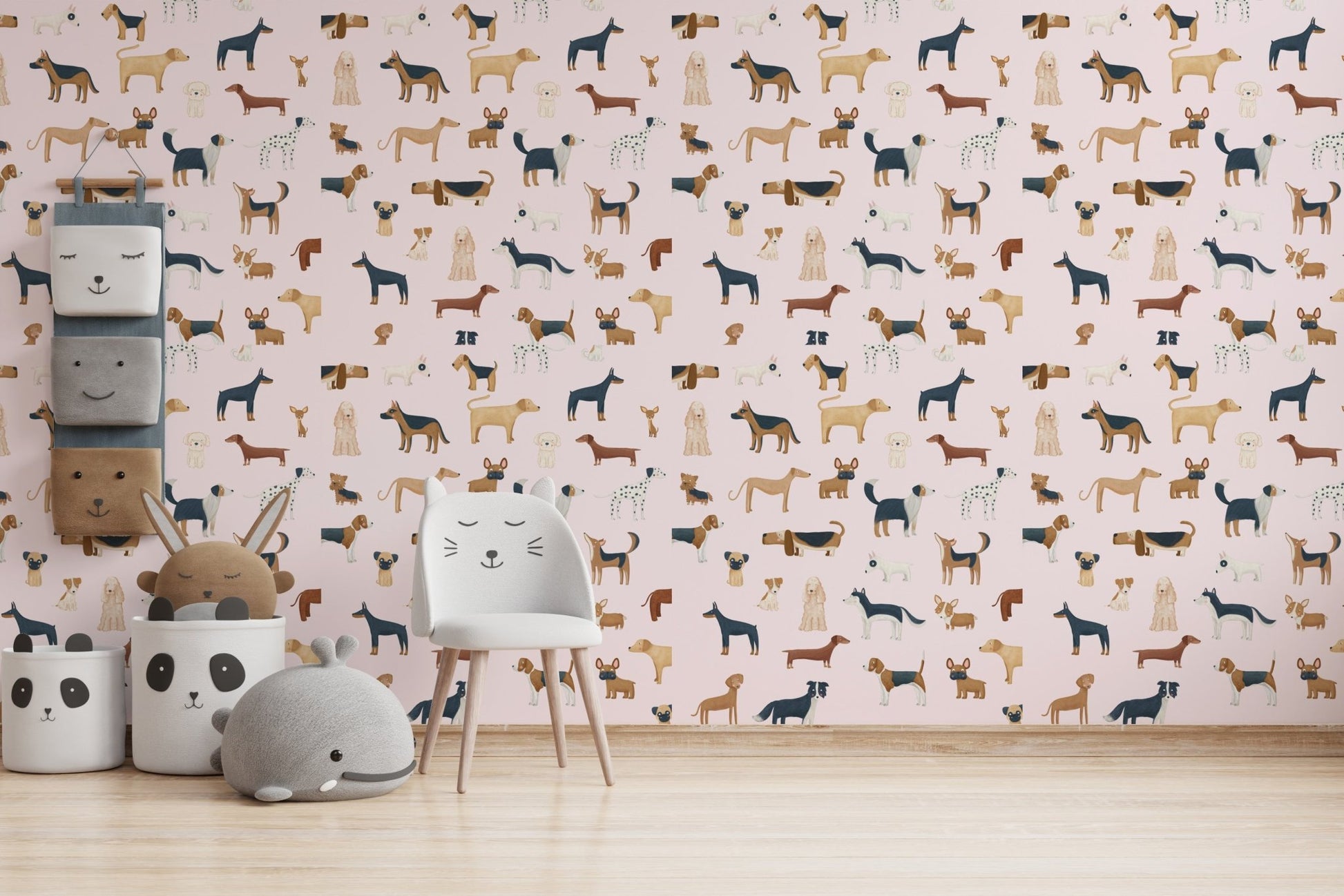 Pale Pink Dogs Breed Pattern Wallpaper - Wallanza