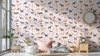Pale Pink Dogs Breed Pattern Wallpaper - Wallanza