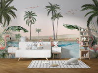 Palm and Flamingo Wallpaper Mural - Wallanza