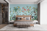 Tropical palm tree wallpaper in soft tones
