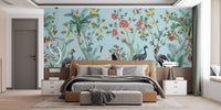 Delicate Chinoiserie palm tree wallpaper
