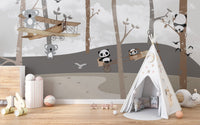 Panda Koala Aviator Explorers Wall Murals - Wallanza