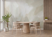 Soft layered brushstroke wallpaper in muted clay shades.