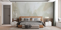 Modern earth tone wallpaper with creamy layered detailing.