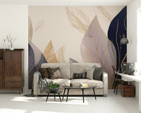 Pastel Leaves Wall Mural - Wallanza