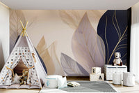 Pastel Leaves Wall Mural - Wallanza