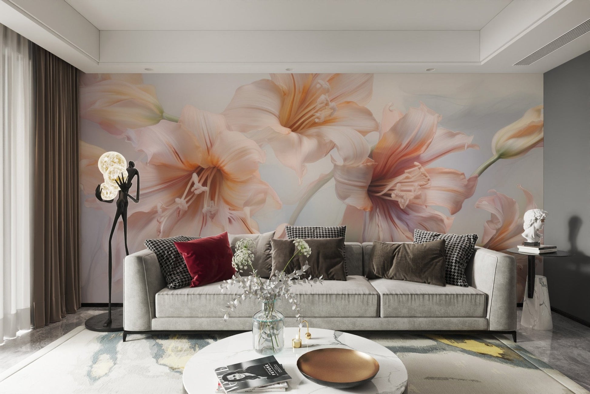 Pastel Lily Floral Wallpaper - Wallanza