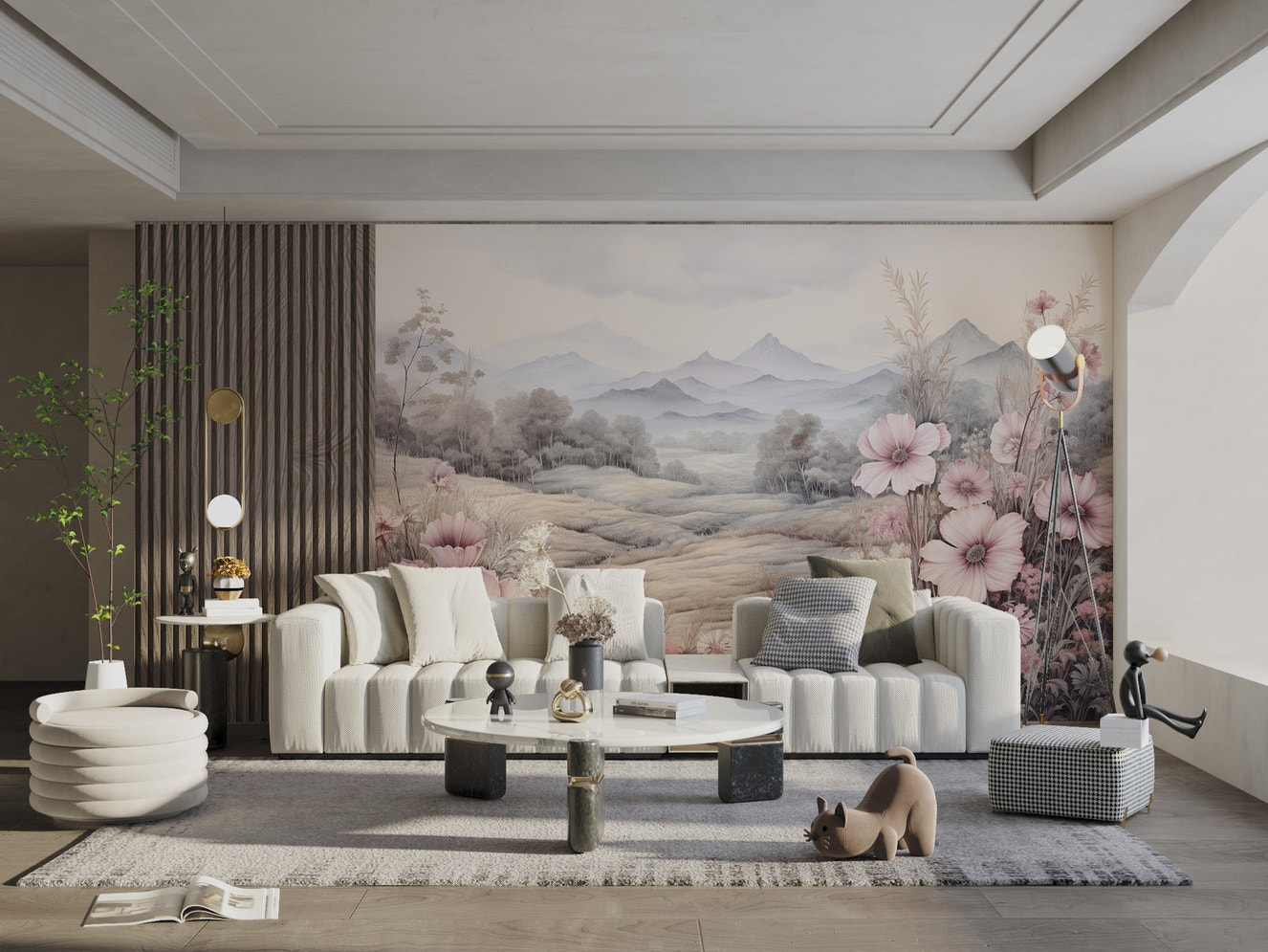 Pastel Mountain Blossom Wallpaper - Wallanza