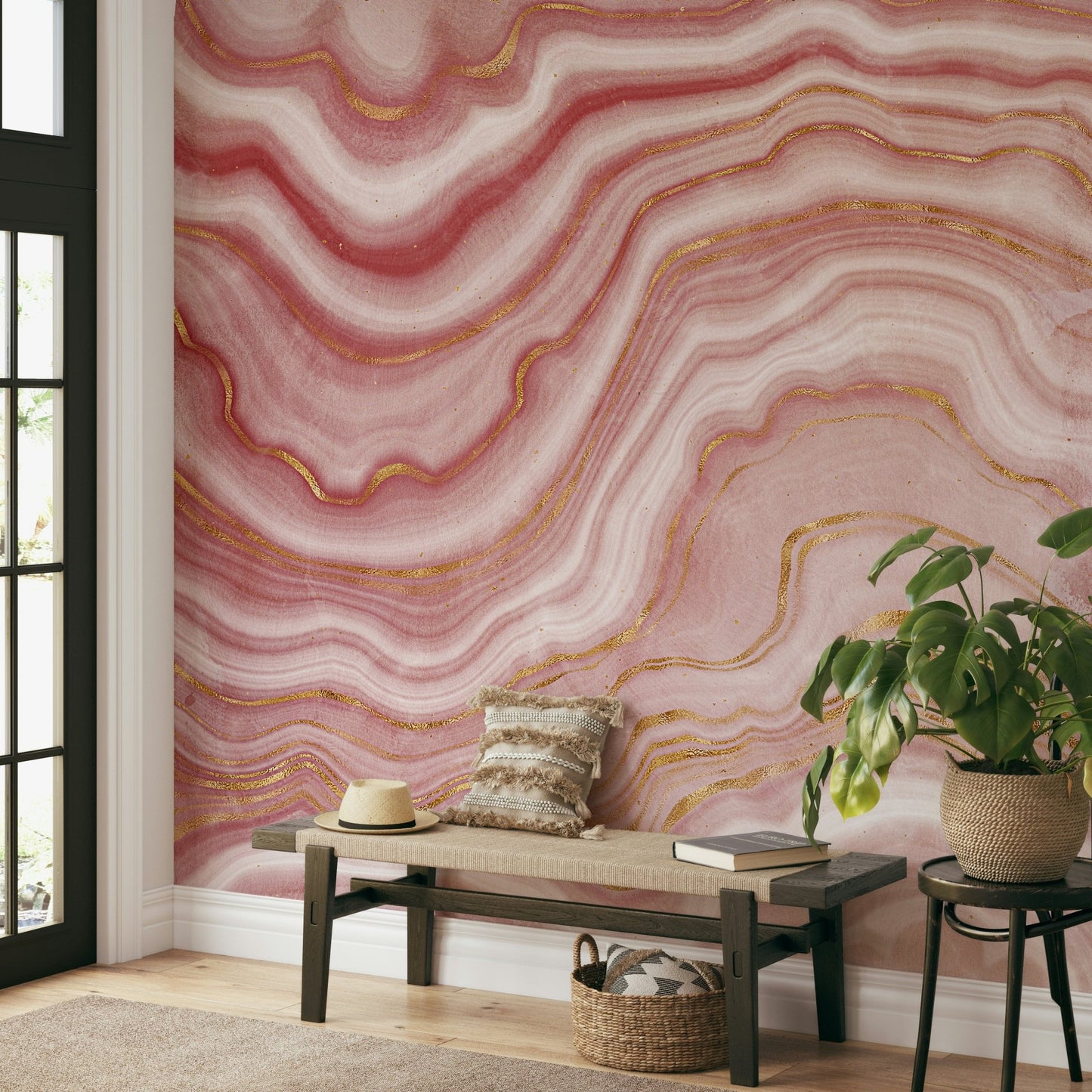Pastel Pink Agate Texture Wall Mural - Wallanza