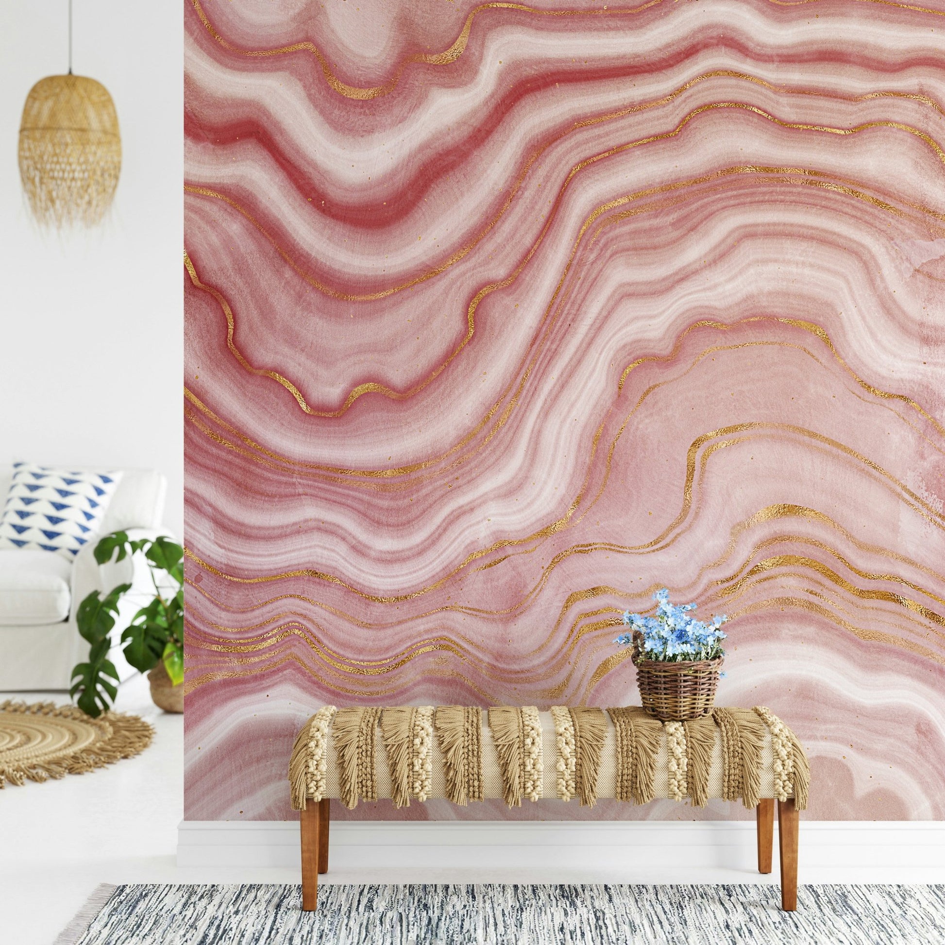Pastel Pink Agate Texture Wall Mural - Wallanza