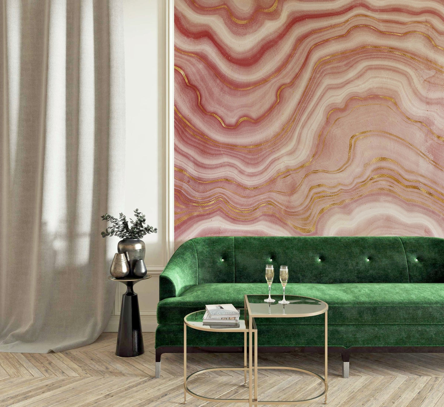 Pastel Pink Agate Texture Wall Mural - Wallanza