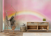 Minimalist multicolored stripe wallpaper for a serene space.