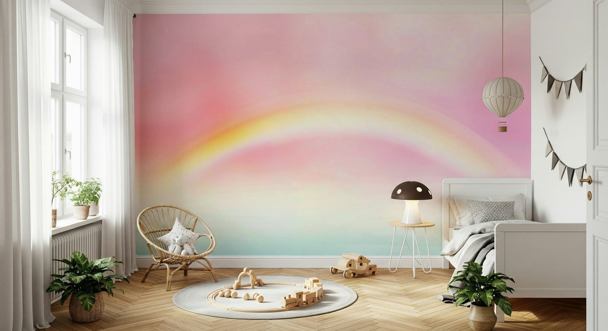 Abstract watercolor pattern wall mural in light violet tones.
