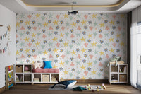 Coastal theme Pastel Starfish Wallpaper for playroom feature walls.