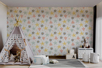 Pastel Starfish wallpaper for colorful toddler room interior.